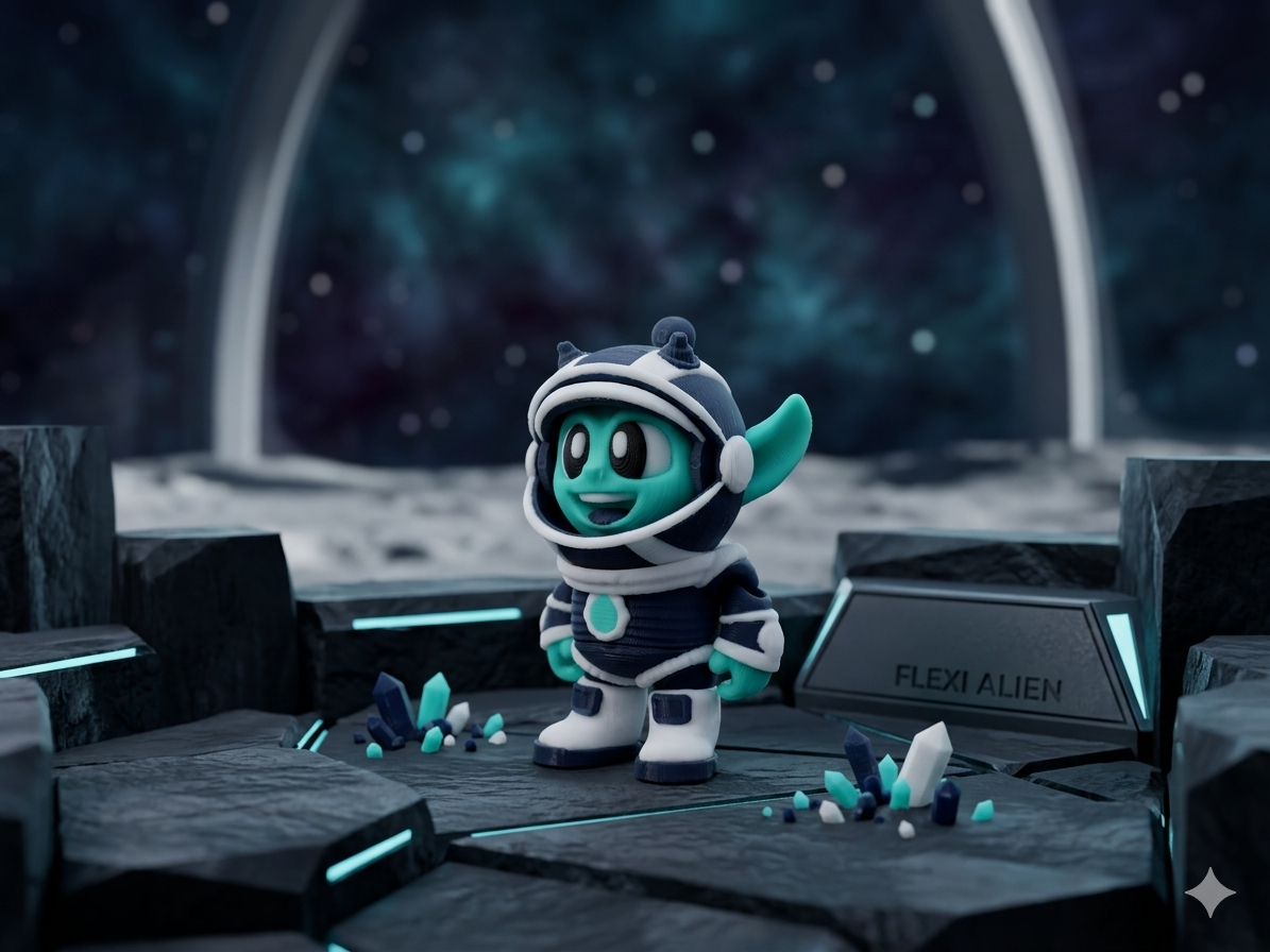 Mini Flexi-Space-Alien seitliche Ansicht – detailreicher 3D-Druck aus PLA von fks-design
