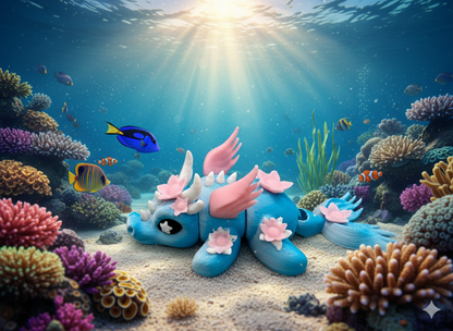 Flexi Meerjungfrauen Drache 3D Druck Blau-Rosa beweglich 11cm Fantasy - fks-design
