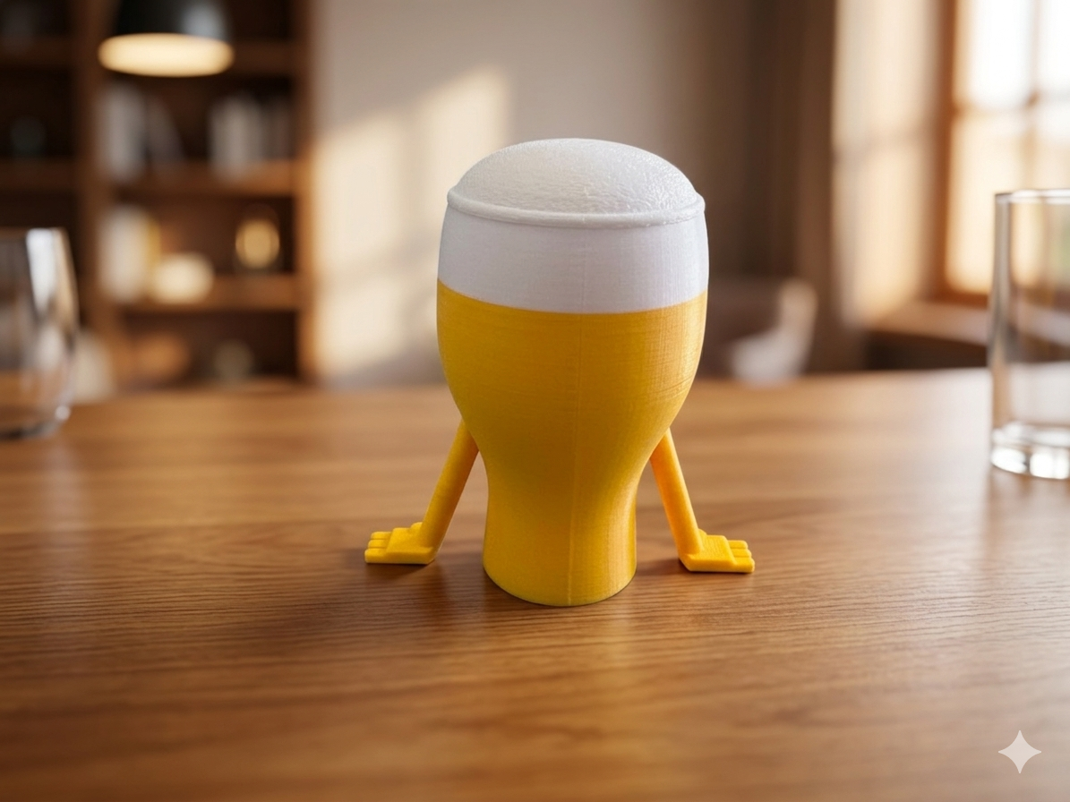 Papa Kantenhocker Bierglas Deko Figur aus PLA - hintere Ansicht – Witziges Vatertag Geschenk von fks-design
