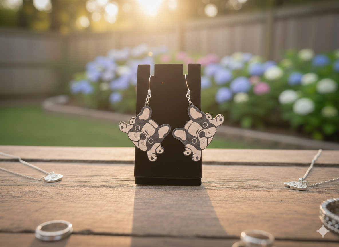 3D Druck Ohrringe Bulldogge – detailreiche Bulldogge beidseitig, 925er Sterling Silber Ohrhaken von fks-design
