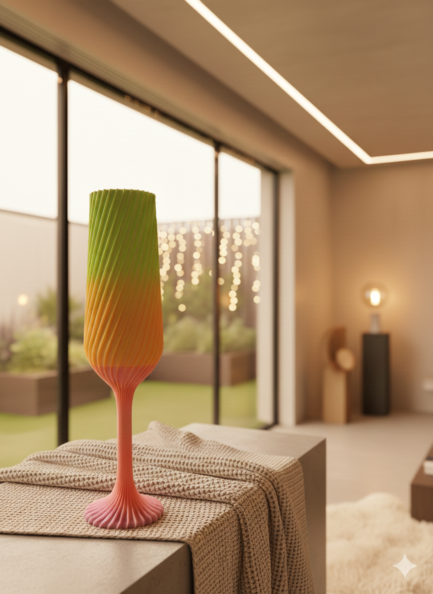 3D Druck Champagner Glas Dekoration elegant Sektglas