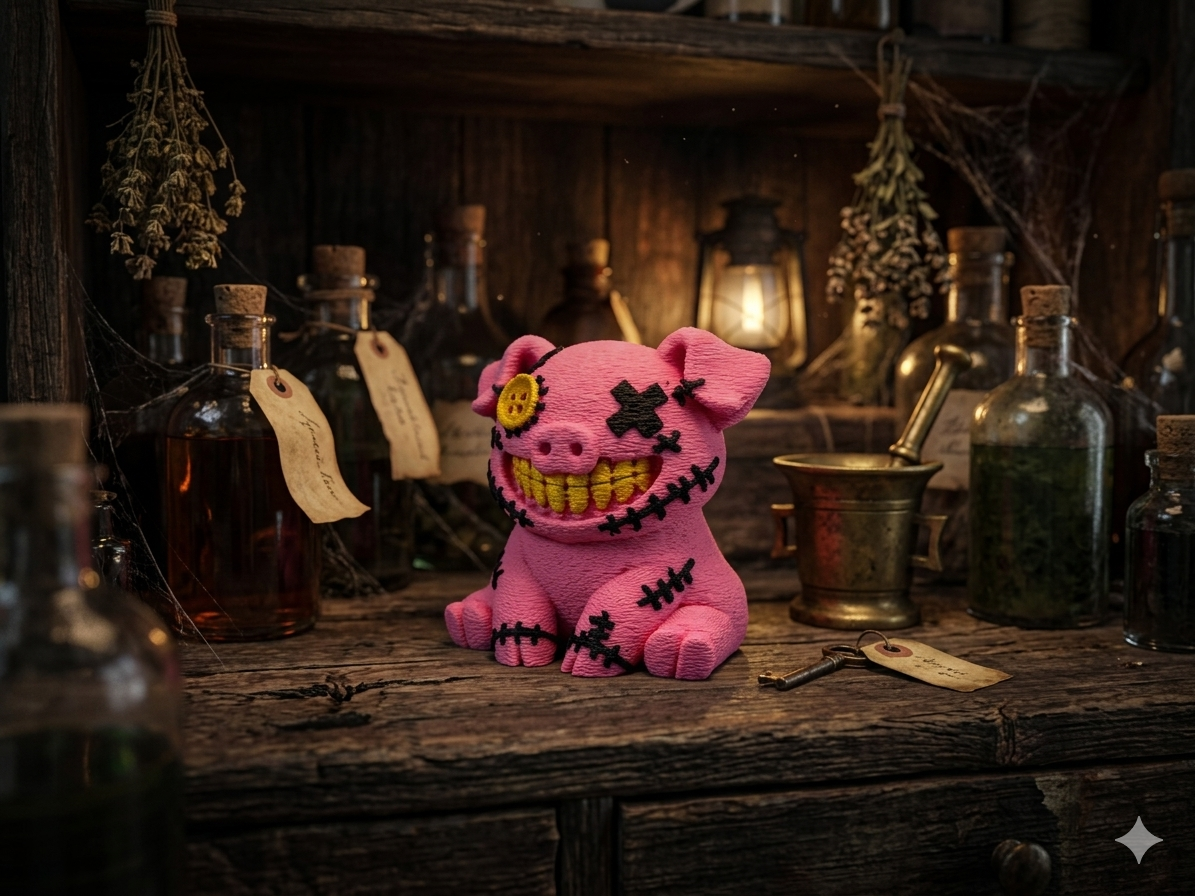 Stitch Buddie Horror-Schwein | Düstere 3D-Druck Sammelfigur