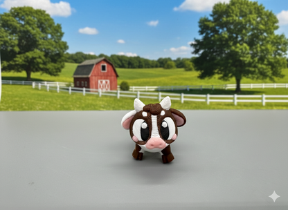 Mini Flexi gefleckte Kuh Seitenansicht 3D gedruckt PLA Mini Bauernhof Deko - fks-design
