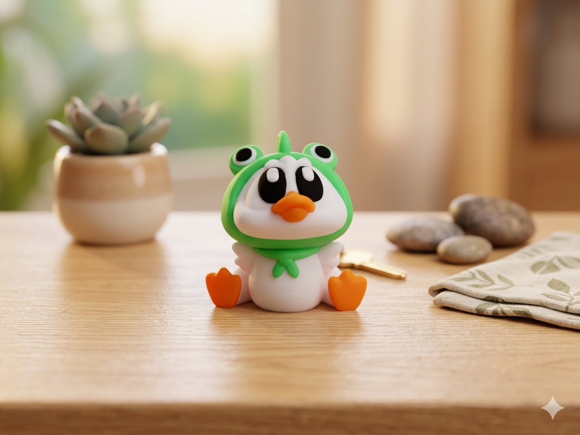Kawaii Enten-Frosch Schlüsselanhänger aus PLA 3D-Druck – niedliche Anime-Figur von fks-design
