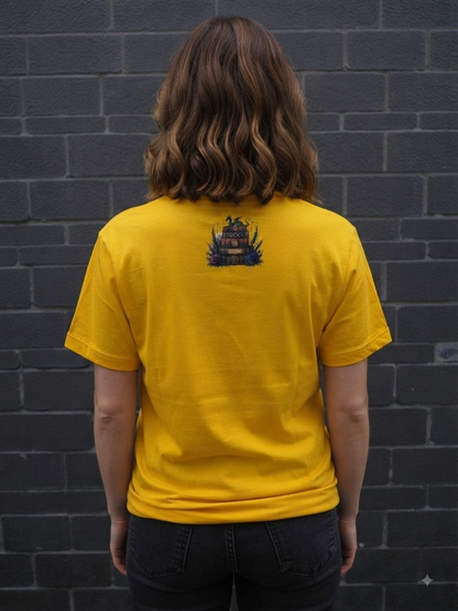 Unisex T-Shirt Bücher Drache gelb – Books Over People Rückenprint von fks-design
