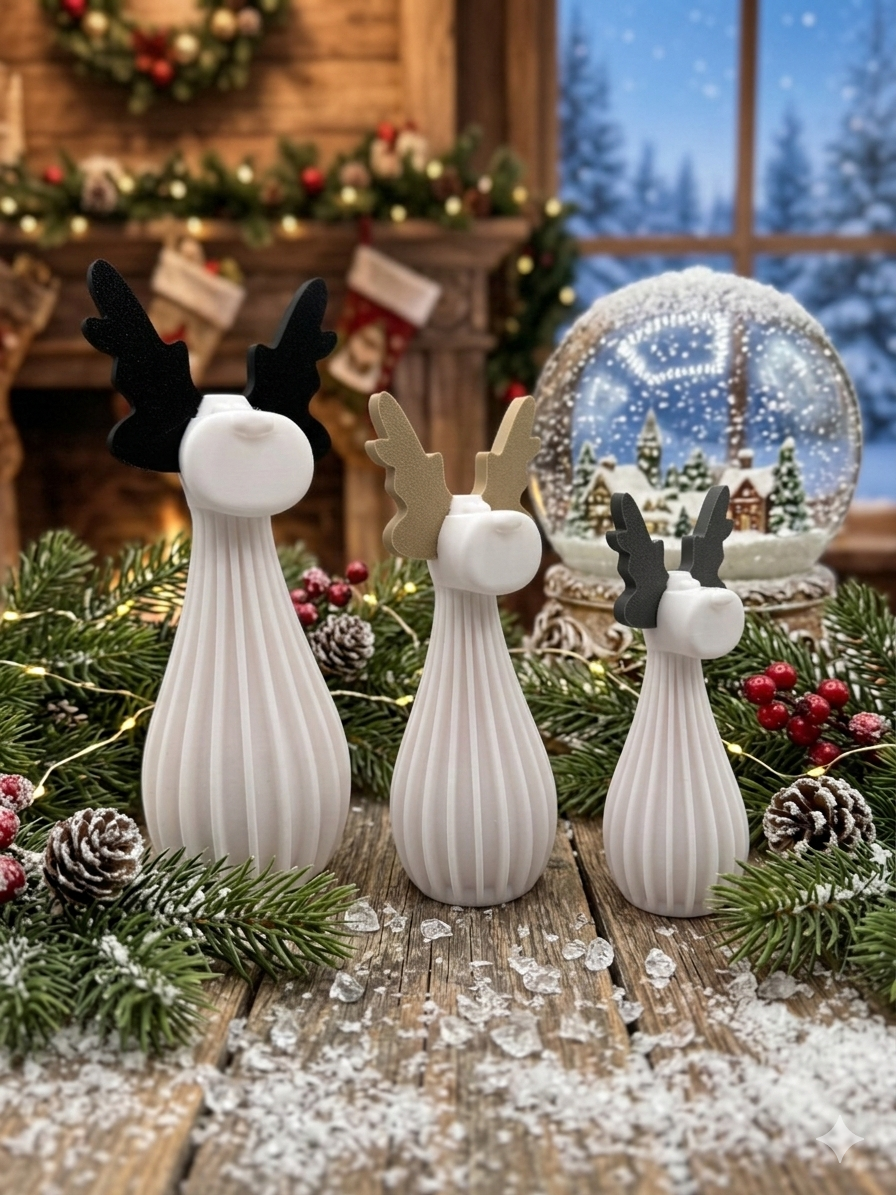Große Elch Familie 3D Druck Weihnachtsdeko detailreich PLA