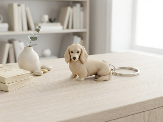 Dackel Schlüsselanhänger 3D-Druck aus PLA mit Metallring – detailreiche Hundefigur von fks-design

