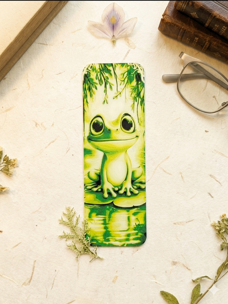 3D-gedrucktes Frosch-Lesezeichen im HueForge-Stil mit spürbarer Reliefstruktur von fks-design
