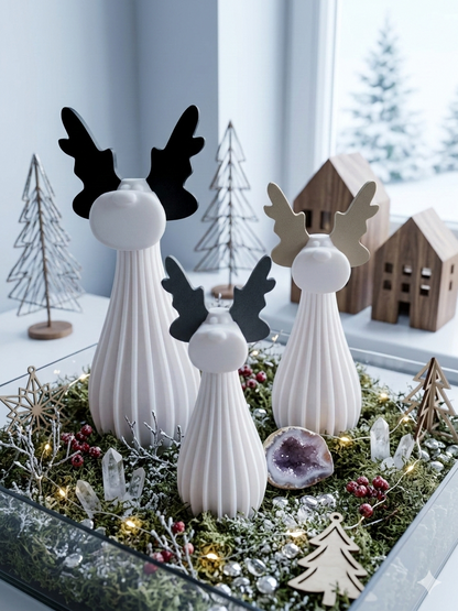 3D-gedruckte große Elch Familie Dekoration Weihnachten Rentier Set