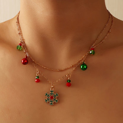 Weihnachts Halskette Winterglanz – zweireihige goldene Halskette mit Eiskristall-Anhänger von fks-design
