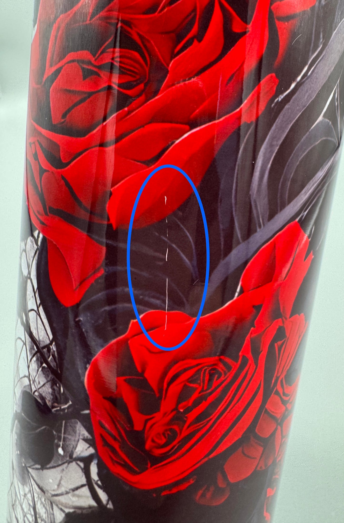 B-Ware Edelstahl Tumbler Black Heart Druckfehler Detailansicht von fks-design
