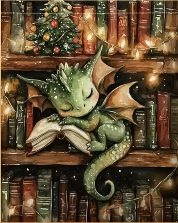 Diamond Painting Kit " Bücherdrache "! 30 x 40 cm!