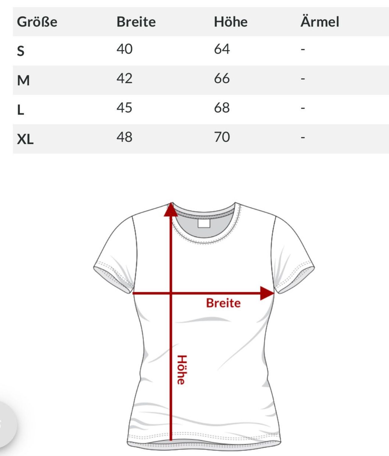 Größentabelle T-Shirt von fks-design
