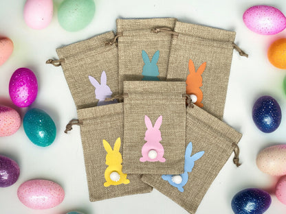 Ostersäckchen mit Häschendruck und Kordelzug aus Baumwolle/Leinen 10x15 cm – alle Farben von fks-design
