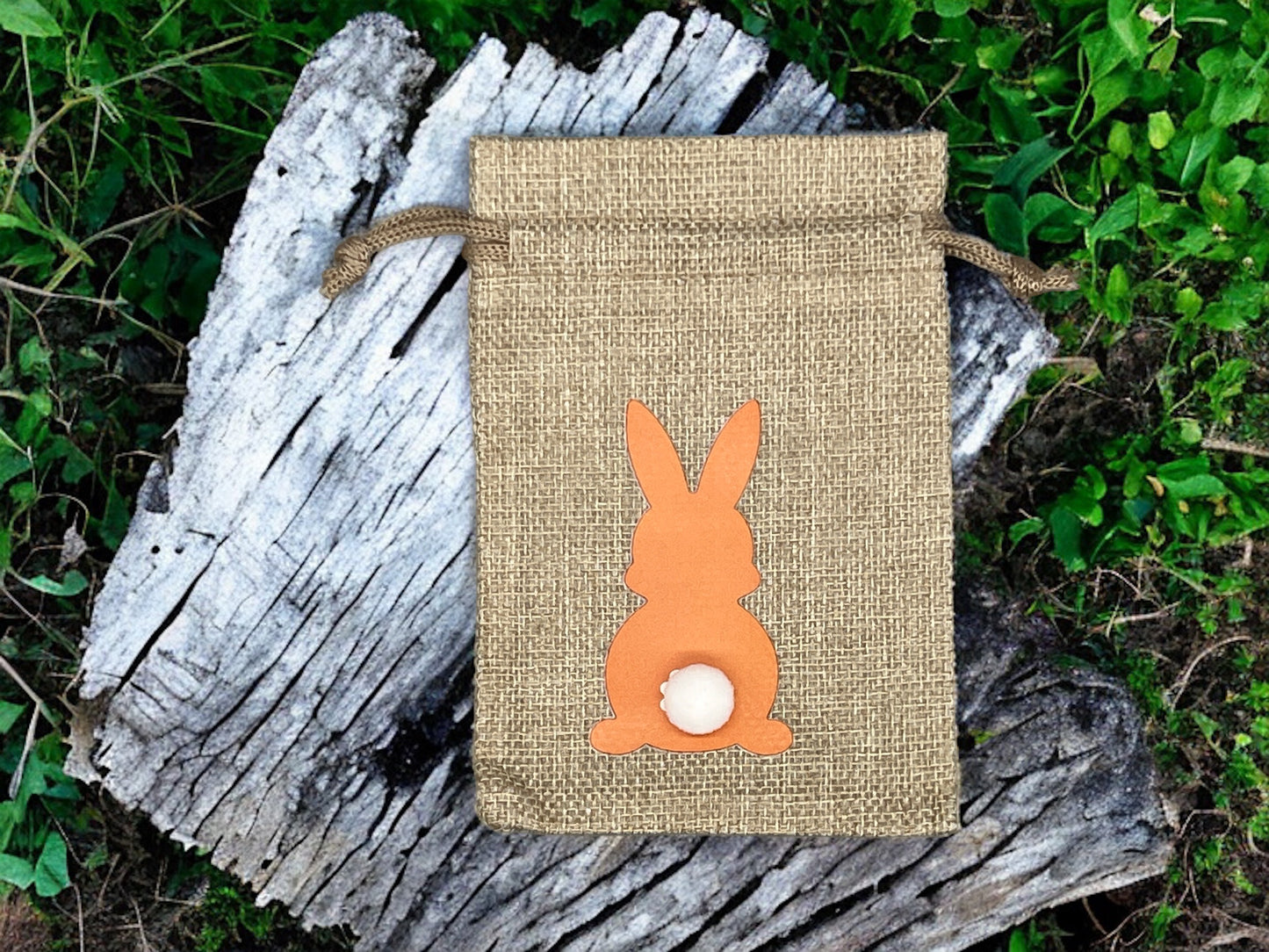 Ostersäckchen mit Häschendruck Kordelzug 10x15 cm in Orange – Osterbeutel Baumwolle/Leinen von fks-design

