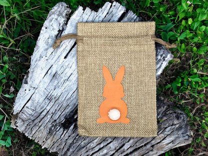 Ostersäckchen mit Häschendruck Kordelzug 10x15 cm in Orange – Osterbeutel Baumwolle/Leinen von fks-design
