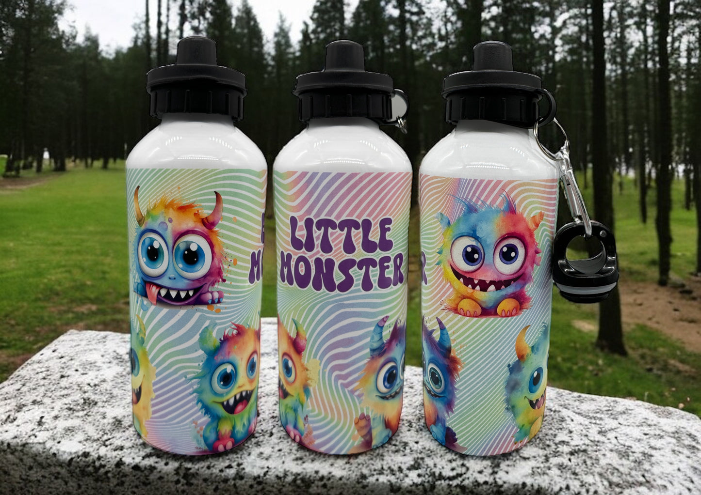 Alu Trinkflasche Little Monster 600ml mit 2 Verschlüssen - fks-design
