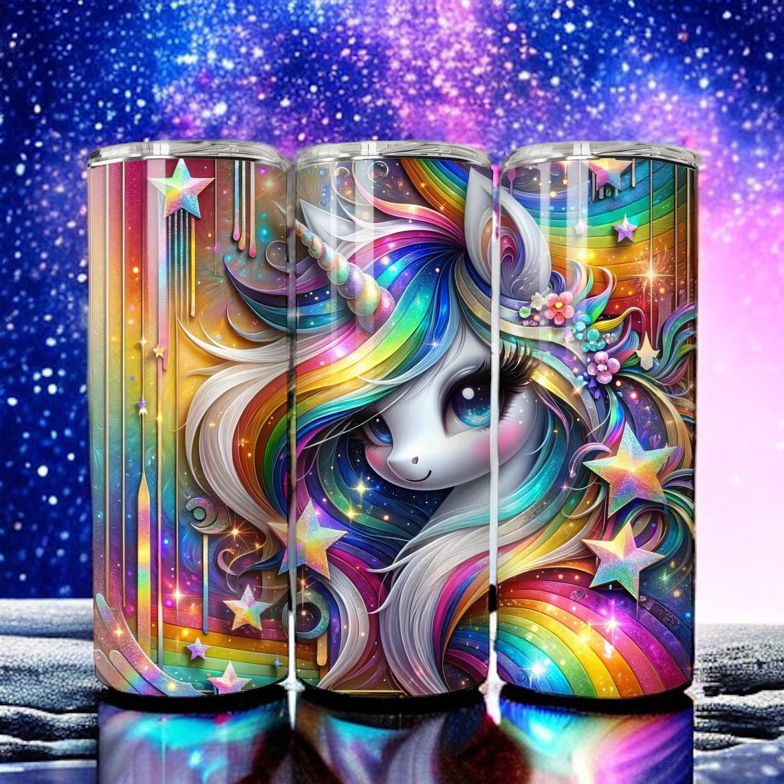 Edelstahl Tumbler Rainbow Einhorn 600ml doppelwandig isolierend von fks-design
