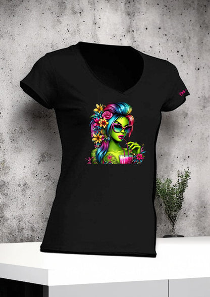 Damen T-Shirt Green Summer Lady sommerliches Motiv-Shirt Vorderseite von fks-design

