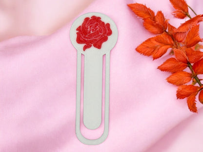 3D Druck Lesezeichen Rose – Farbe Weiß/Rot von fks-design
