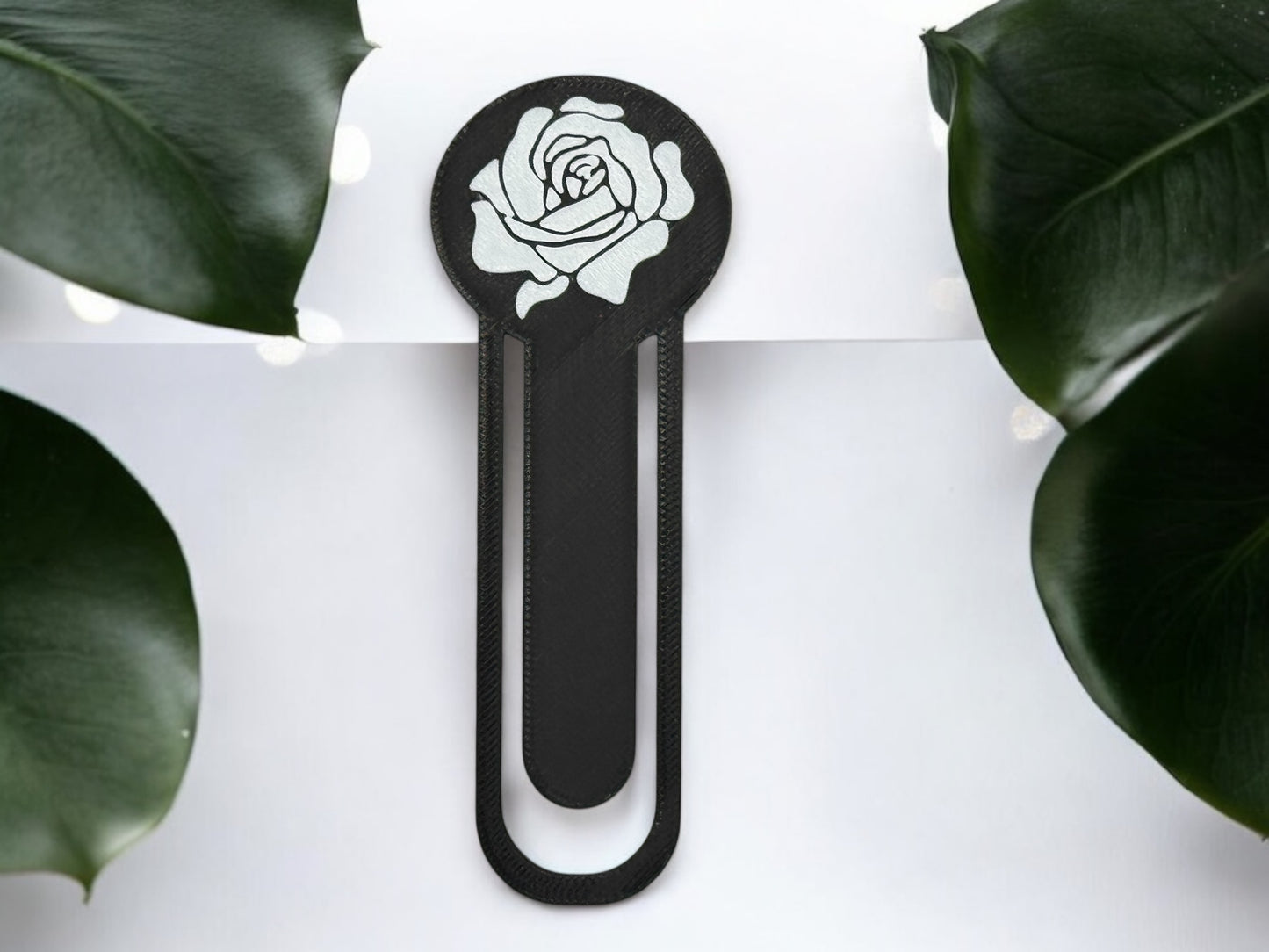 3D Druck Lesezeichen Rose – Farbe Schwarz/Weiß von fks-design
