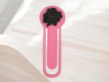 3D Druck Lesezeichen Rose – Farbe Rosa/Schwarz von fks-design
