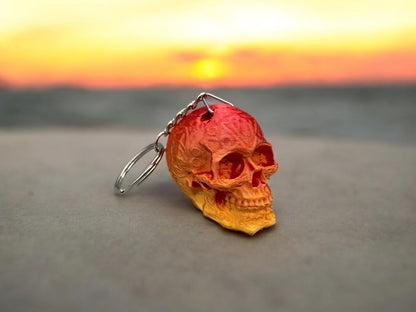 Schlüsselanhänger Skull 3D Druck PLA Farbverlauf Orange Rot von fks-design
