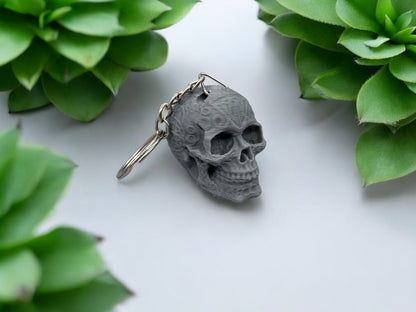 Schlüsselanhänger Skull 3D Druck PLA Grau Totenkopf von fks-design
