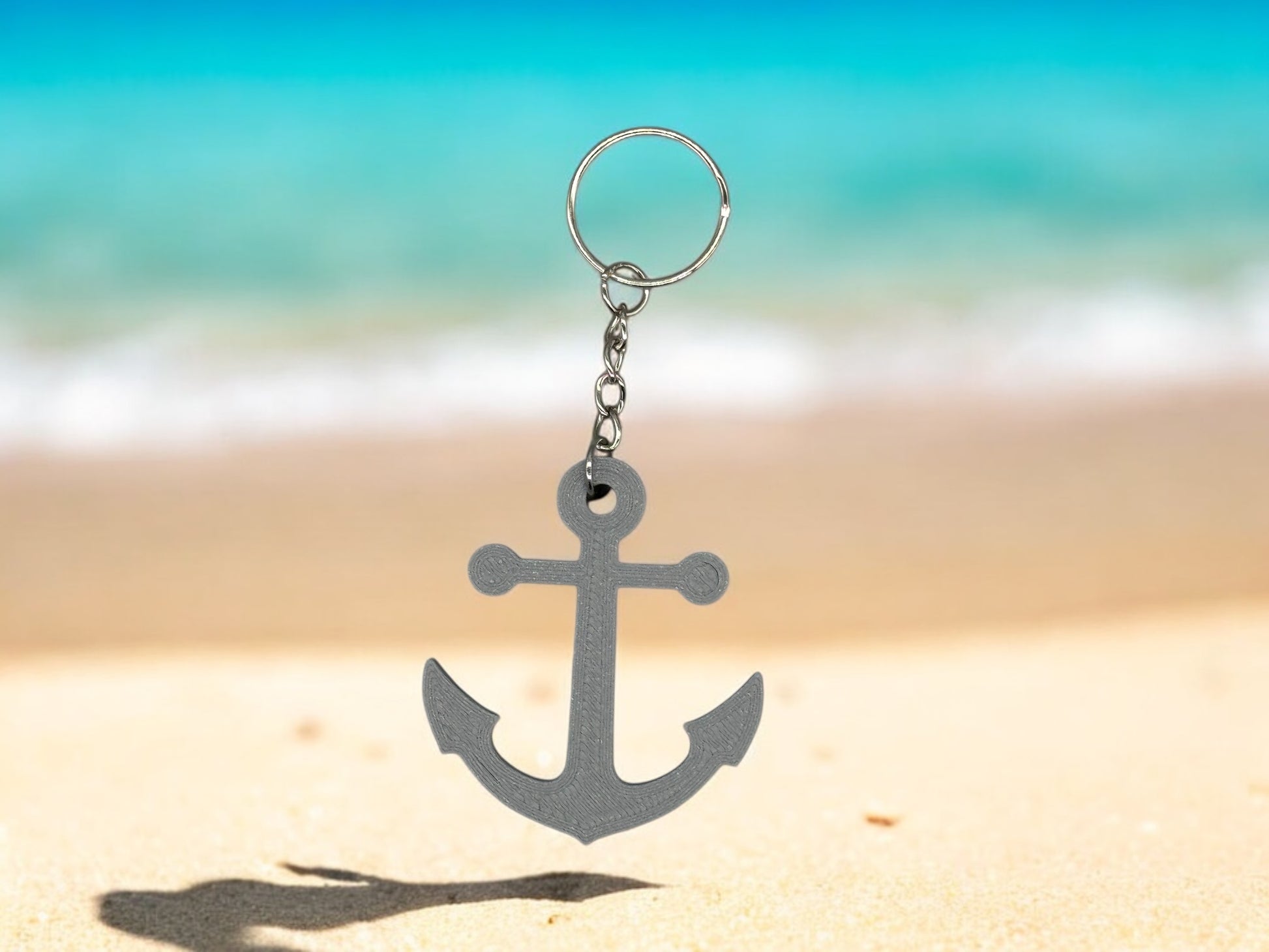 Schlüsselanhänger Anker 3D Druck PLA Grau maritim von fks-design
