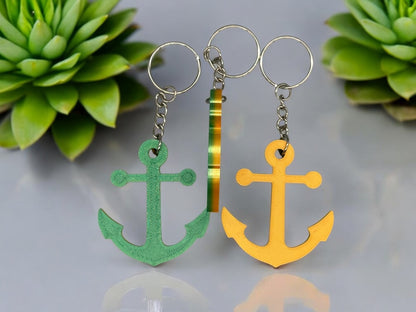 Schlüsselanhänger Anker 3D Druck PLA Farbverlauf Grün Gelb von fks-design
