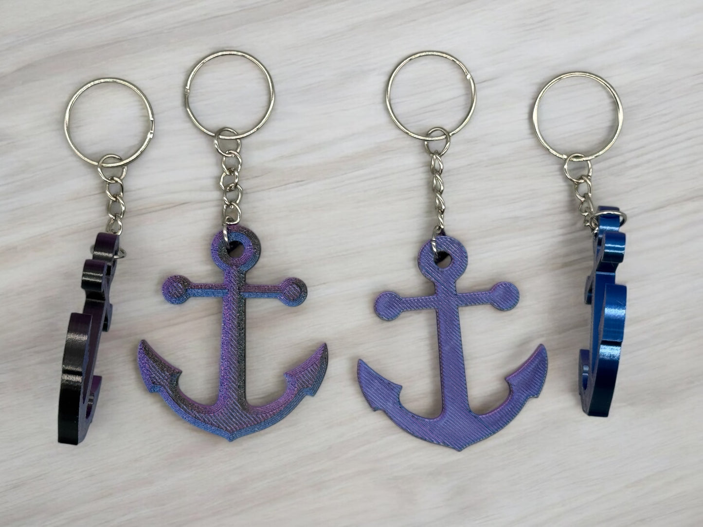 Schlüsselanhänger Anker 3D Druck PLA Farbverlauf Schwarz Blau Lila von fks-design
