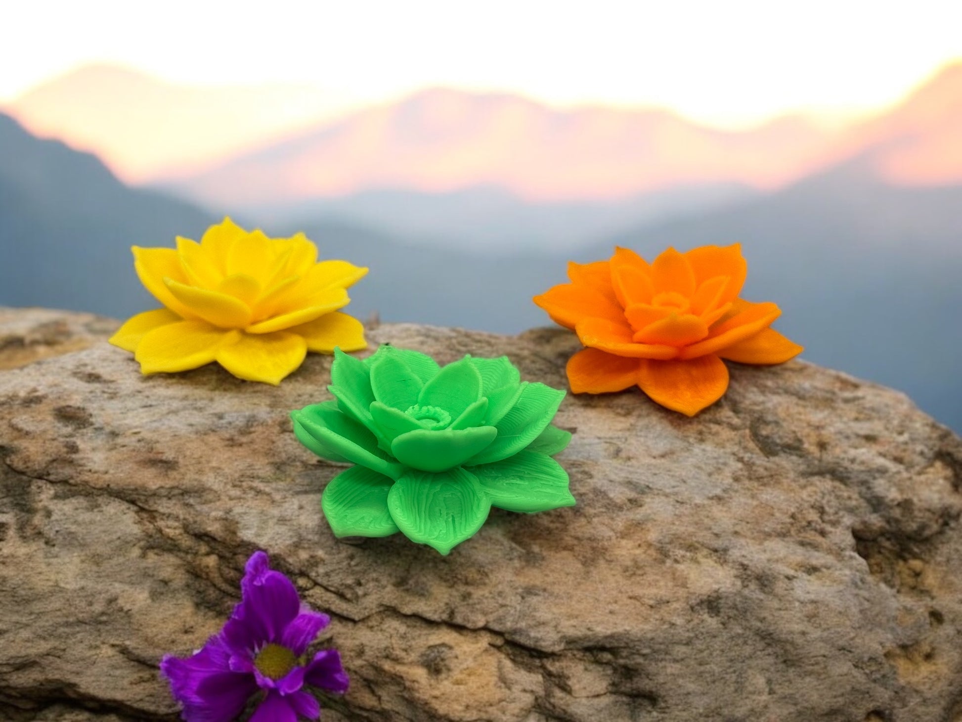 3D Druck Diamond Painting Coverminder Blüte – Übersicht alle 3 Farben Orange, Grün & Gelb von fks-design

