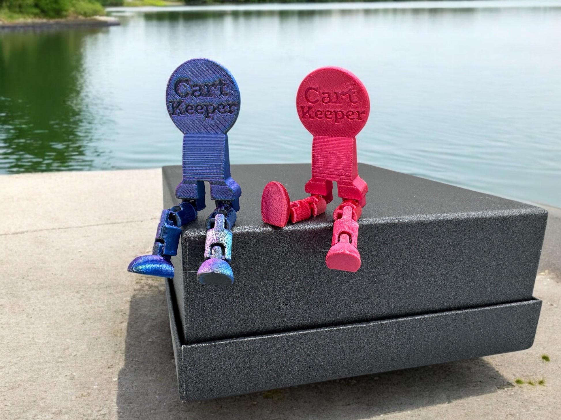 Beweglicher Wagenlöser 3D Druck – Übersicht beide Farben, kompakt am Schlüsselbund von fks-design
