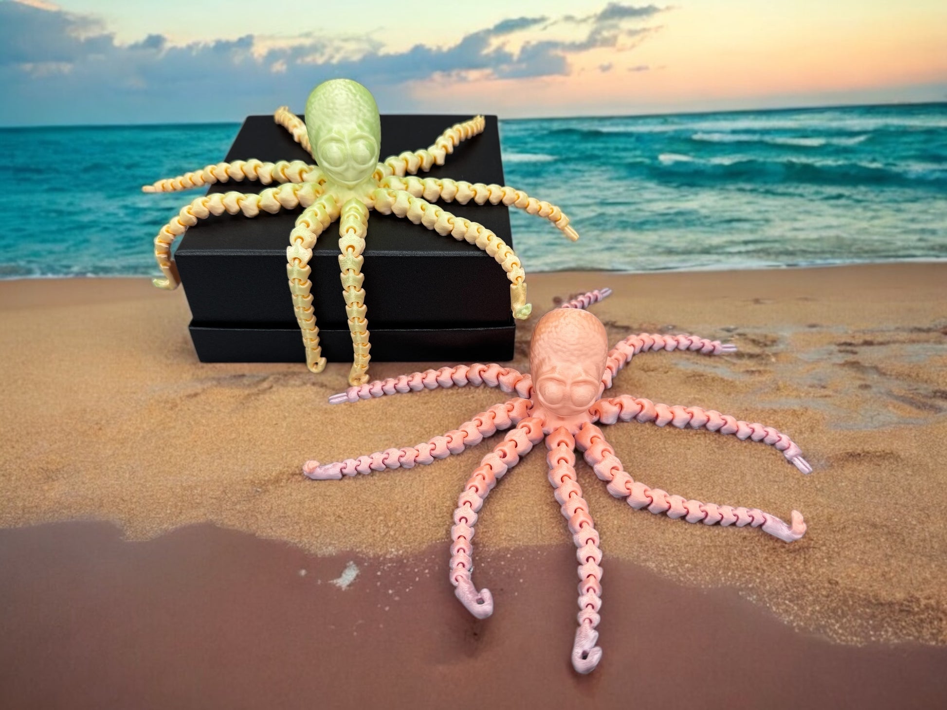 Flexi Oktopus 3D Druck Silk PLA Farbverlauf 21,5cm 8 bewegliche Arme - fks-design