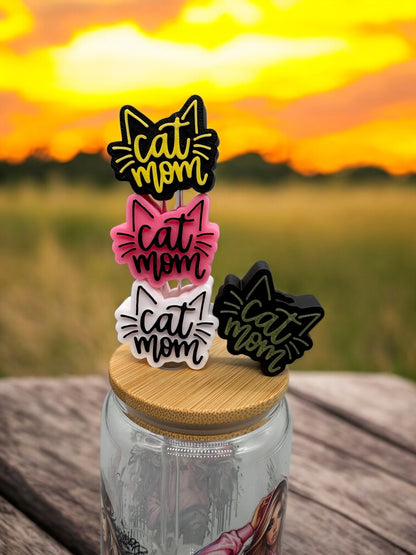3D Druck Trinkhalm Topper Cat Mom - Strohhalm Deko PLA - fks-design
