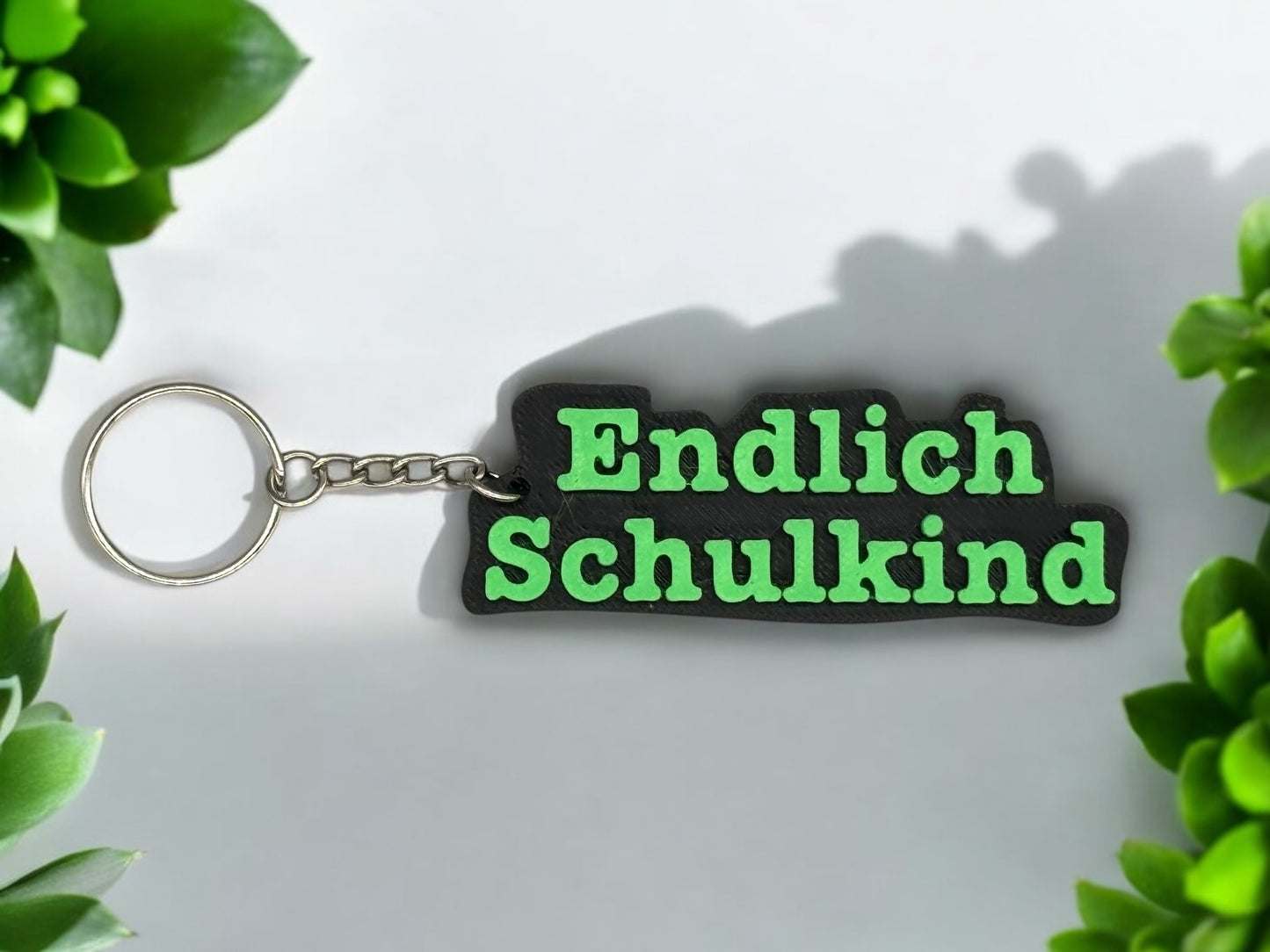 Schlüsselanhänger Endlich Schulkind 3D Druck PLA Grün Einschulungsgeschenk von fks-design
