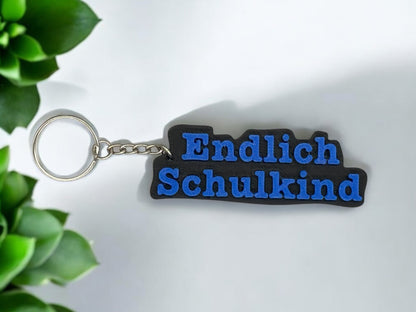 Schlüsselanhänger Endlich Schulkind 3D Druck PLA Blau Einschulungsgeschenk von fks-design
