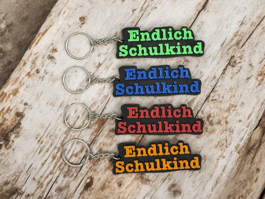 Schlüsselanhänger Endlich Schulkind 3D Druck PLA alle Farben Rot Orange Blau Grün von fks-design
