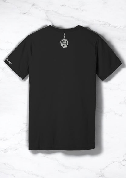 Unisex T-Shirt Skelett Mittelfinger Gothic Shirt Rückseite von fks-design
