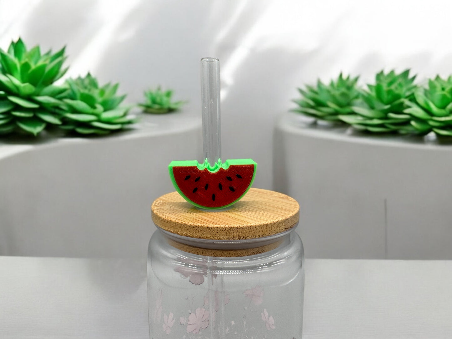 3D Druck Trinkhalm Topper Wassermelone - Strohhalm Deko PLA - fks-design
