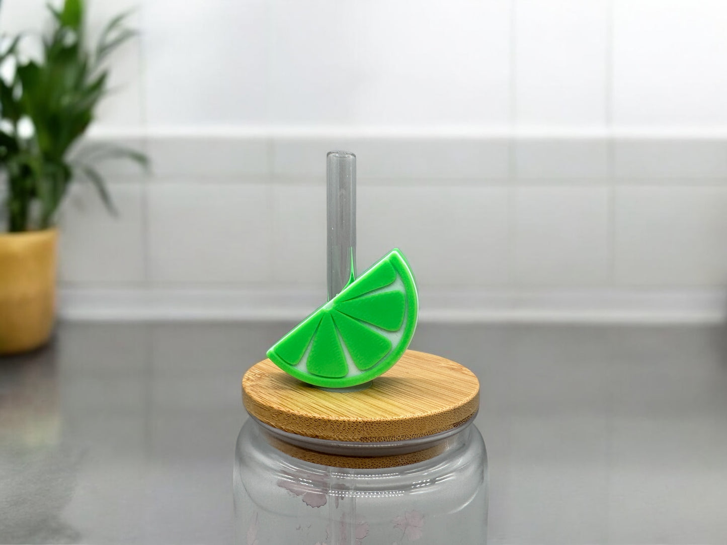 3D Druck Trinkhalm Topper Limette - Strohhalm Deko Sommer PLA - fks-design
