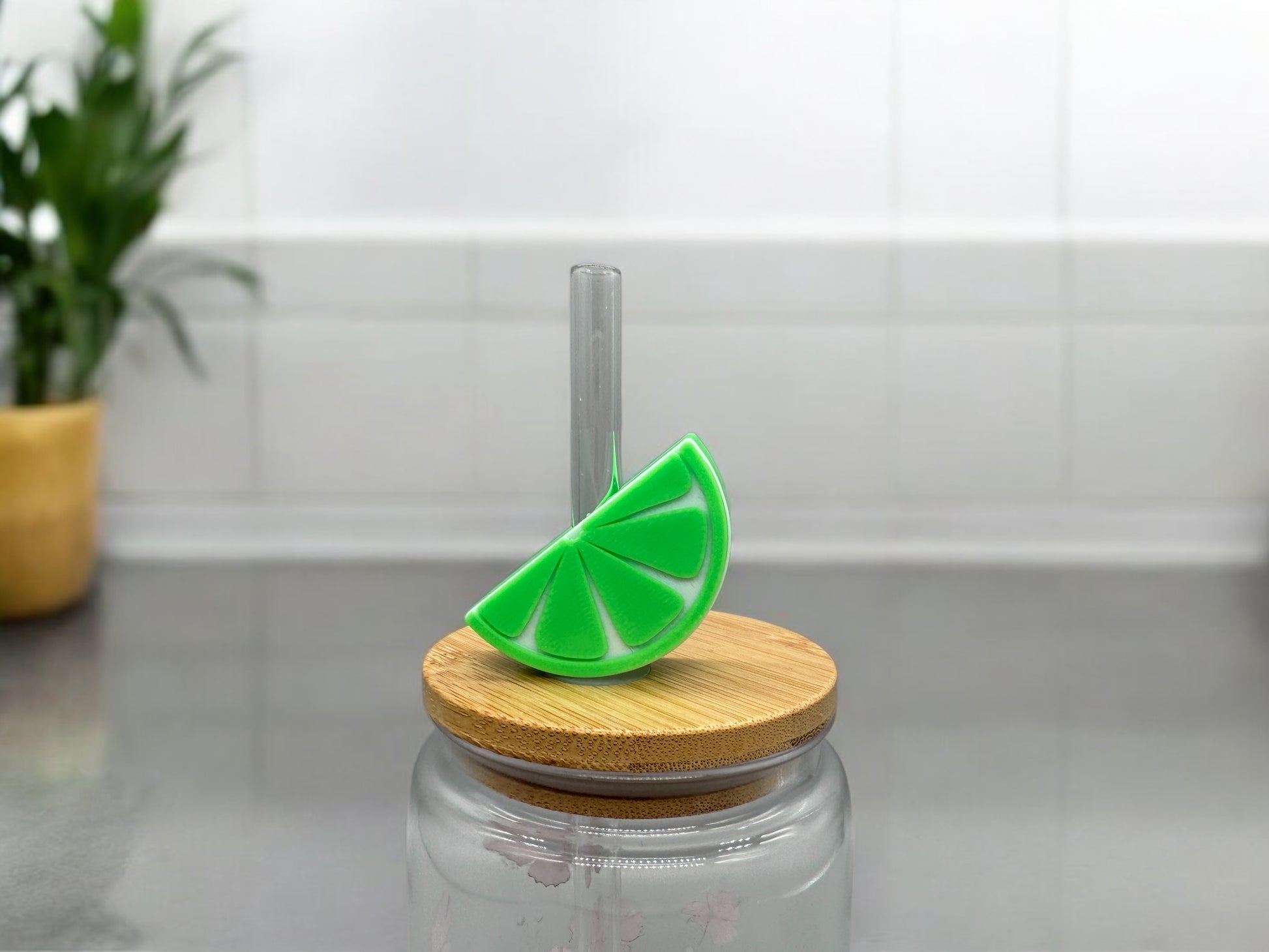 3D Druck Trinkhalm Topper Limette - Strohhalm Deko Sommer PLA - fks-design
