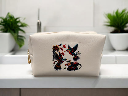Kosmetiktasche Kolibris - PU-Leder buntes Kolibri-Motiv - fks-design
