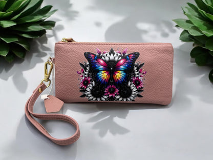 Modische Handtasche! Multi - Reißverschluss - Geldbörse! Handy - Tasche " Schmetterling Flowers "