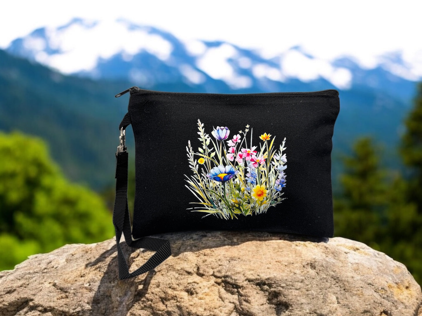 Bedruckte Stofftasche " Wildblumen " mit abnehmbarer Handschlaufe!