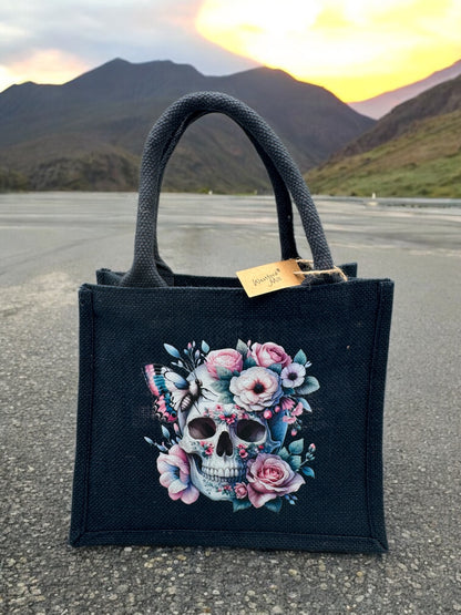 Westford Mill Mini Jute Tasche " Flower Skull "!