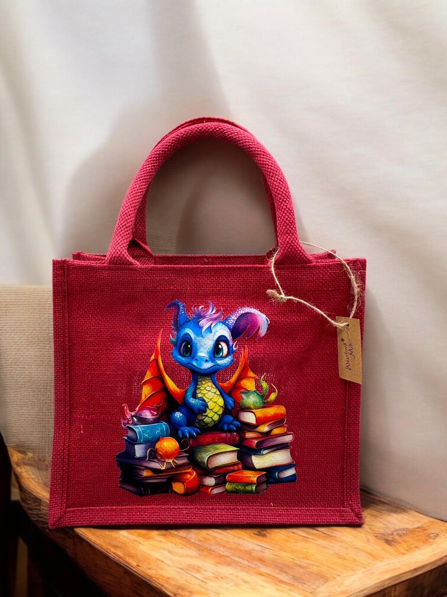 Westford Mill Mini Jute Tasche " Buchdrachen "!