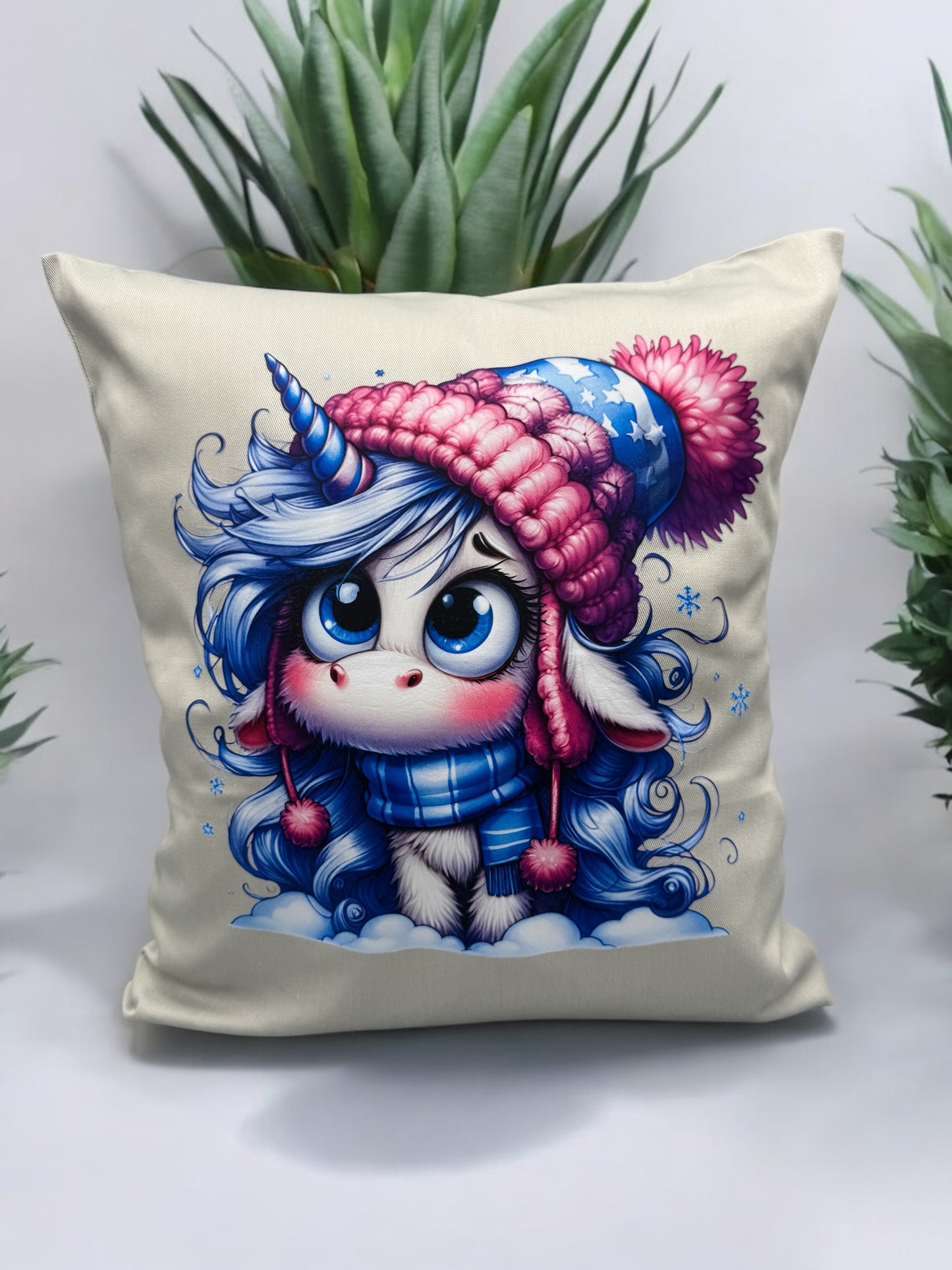 Kissenhülle Einhorn Icy 40x40 cm von fks-design - DTF Druck magische Einhorn-Deko
