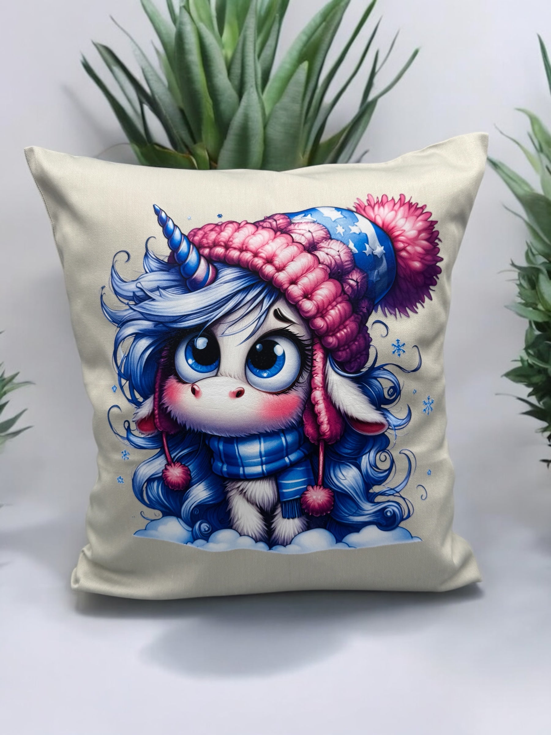 Kissenhülle Einhorn Icy 40x40 cm von fks-design - DTF Druck magische Einhorn-Deko
