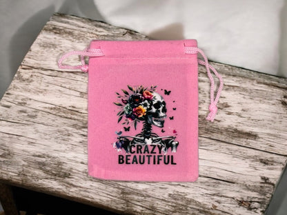 Samtbeutel " Crazy Beautiful " mit Kordelzug! 7 x 9 cm